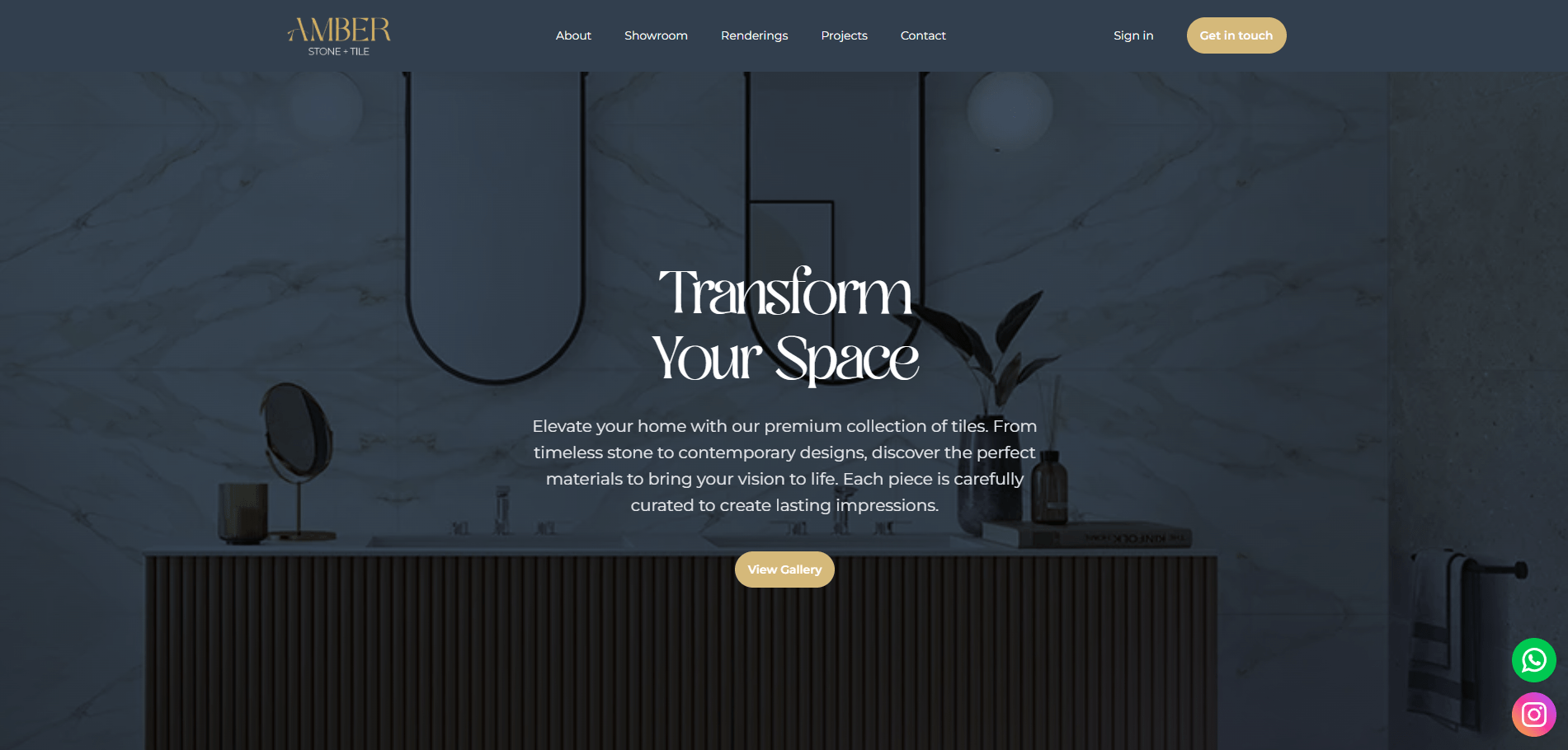Screenshot of Amber Stone + Tile website