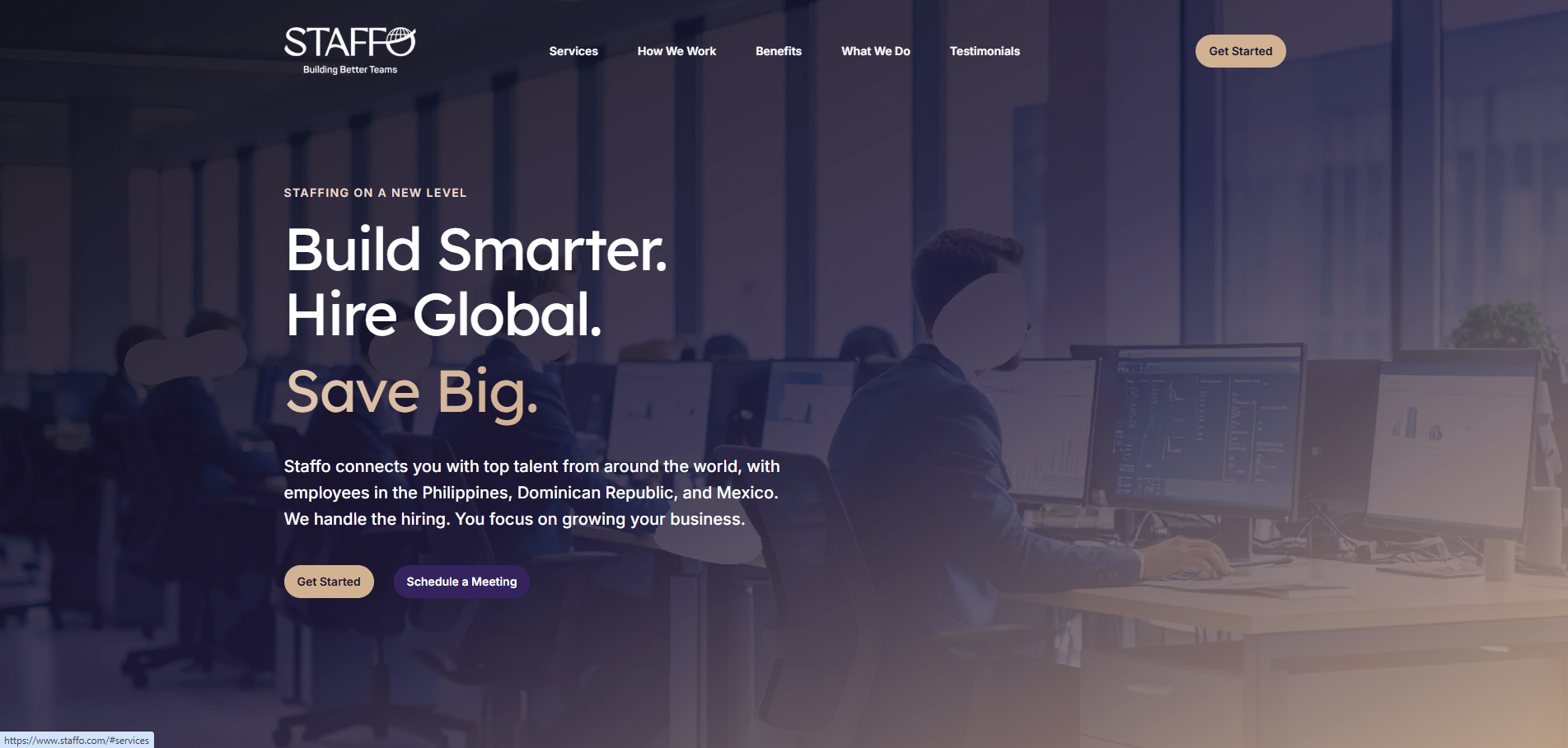 Screenshot of Staffo website